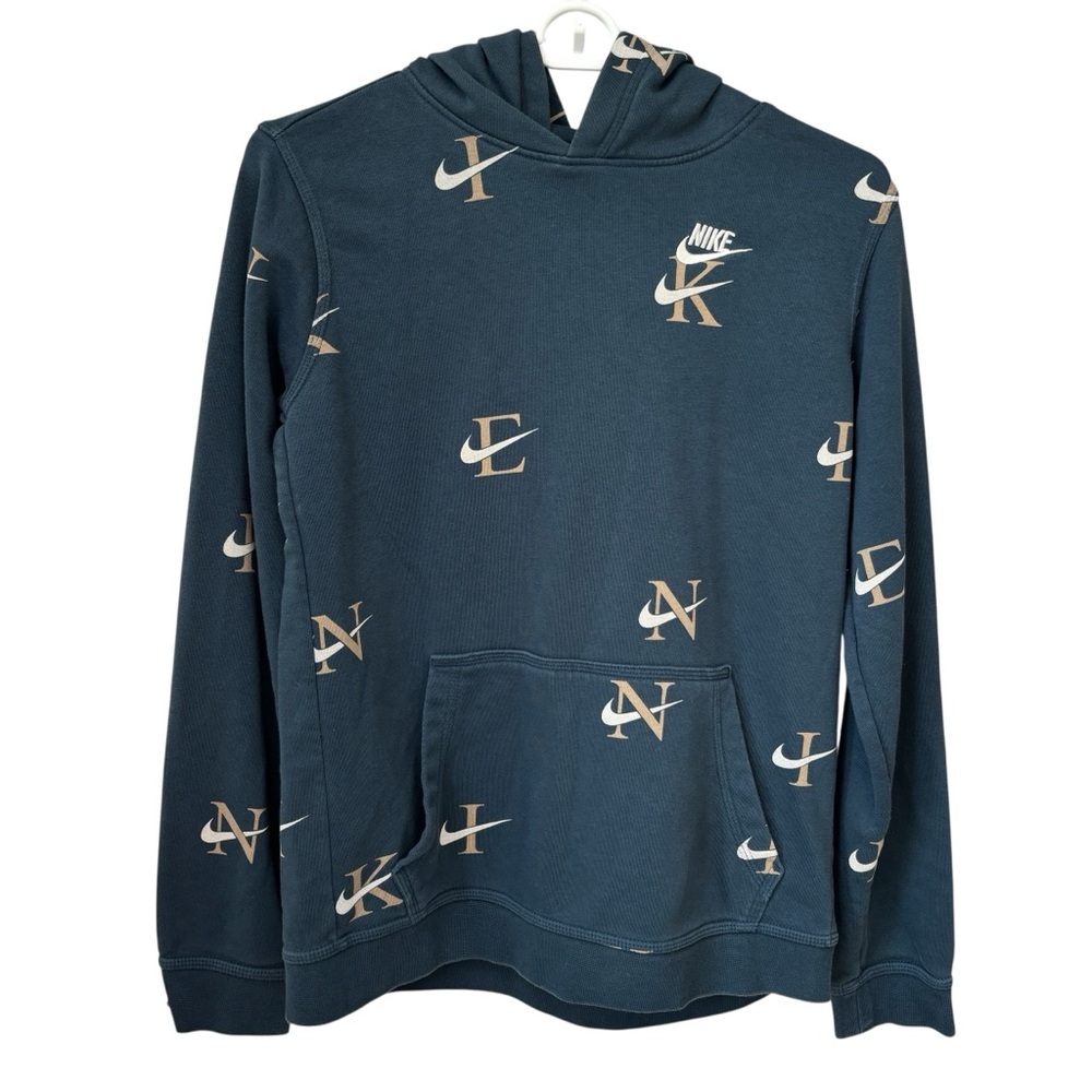 Nike Youth Logo Hoodie Sweatshirt Youth XL Pullover Blue Gray